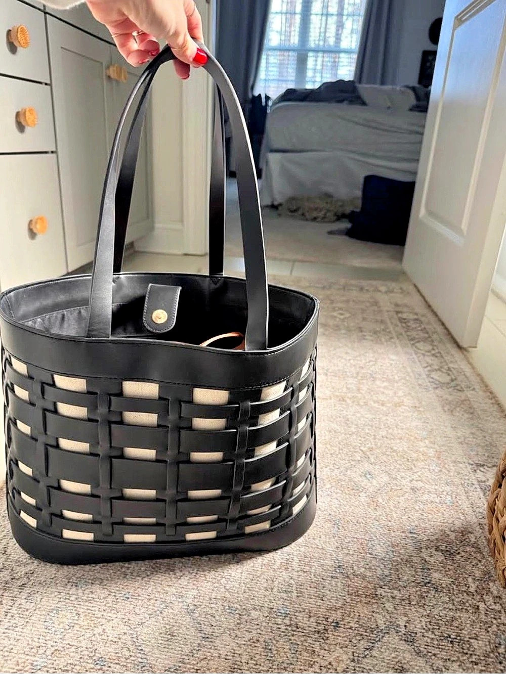 Black Woven Tote a new day